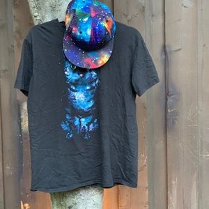 Hybrid apparel graphic tee, galaxy cat